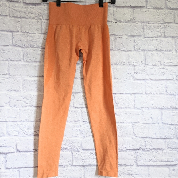 NVGTN Contour Seamless Leggings S Sunset Orange Athletic Workout Gym - Picture 2 of 6